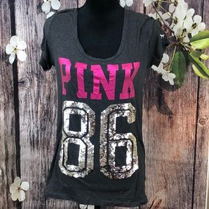 *SOLD!* (PINK VS) Grey and Pink 86 Sequined Top